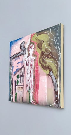 "Figura con albero" by Enzio Wenk, 2020 -Acrylic on Canvas, Neo-Expressionism