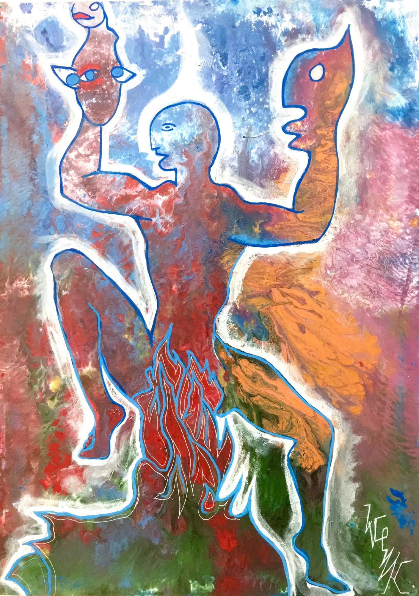 ""Figura Danzante" von Enzio Wenk, 2018 - Acryl, Emaille, figurativer Expressionismus