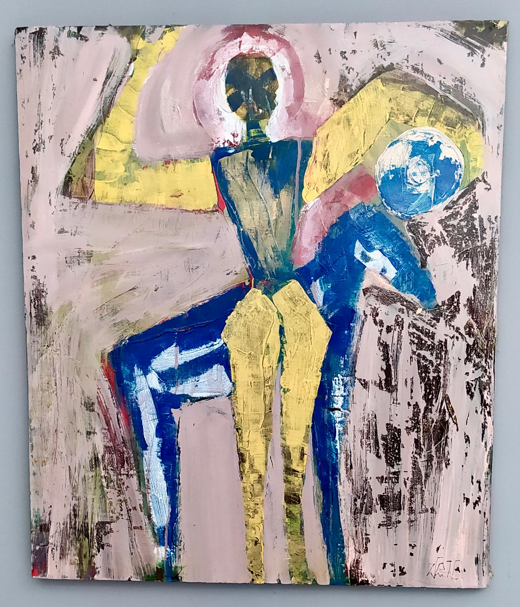 "Giocoliere" by Enzio Wenk, 2020 - Mixed Media on Canvas, Neo-Expressionism