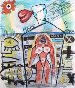 "Il mare ti guarda" di E. Wenk, 2020-2022 - Pittura acrilica su carta, Figurativo