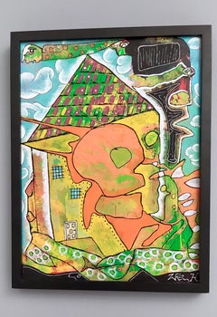 "La casa e il teschio" by Enzio Wenk, 2020 -Acrylic on Canvas, Neo-Expressionism