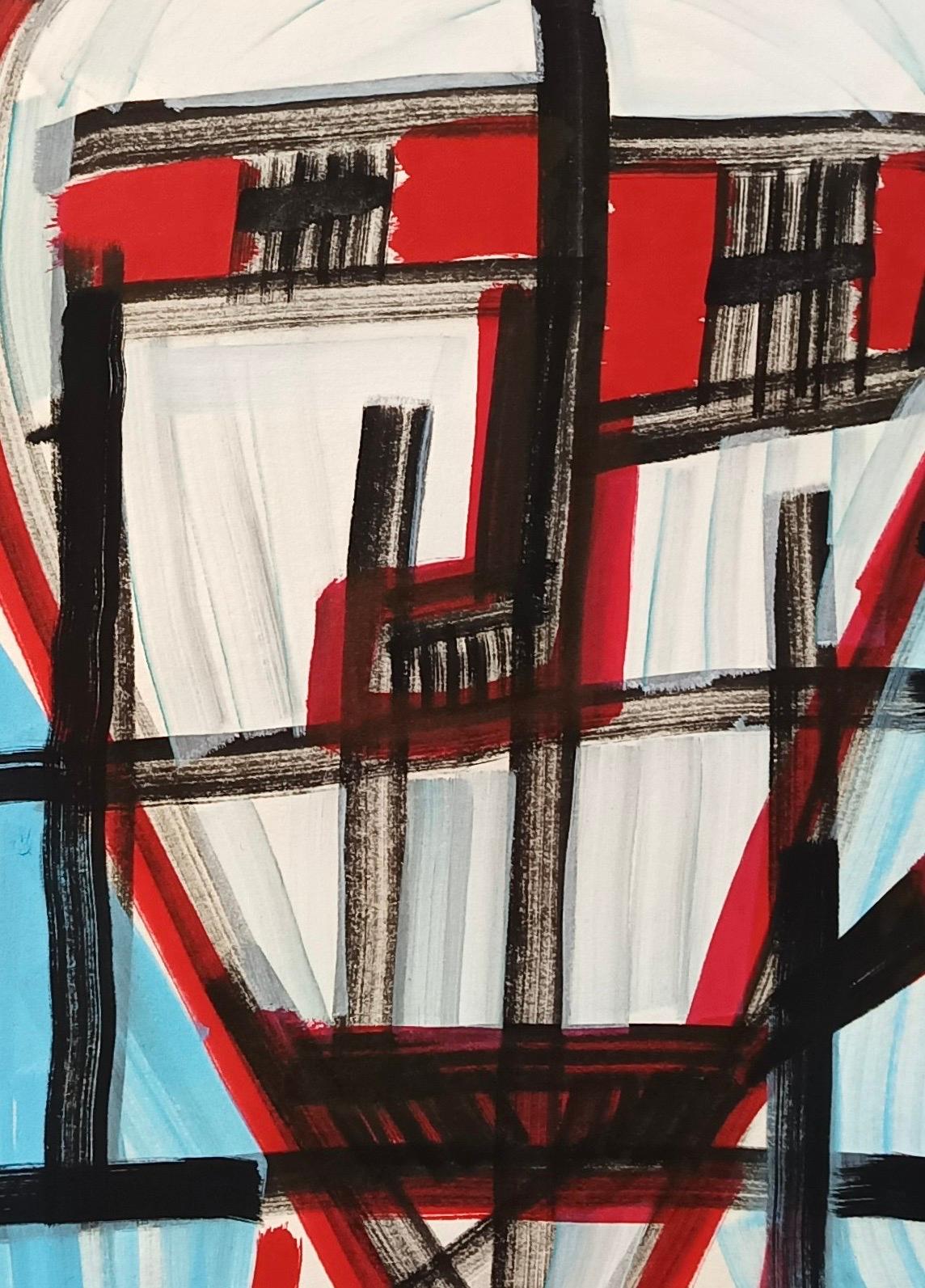 „Maschera“ von Enzio Wenk, 2020-2021-Acryl auf Papier, Abstrakt, Neoexpressionismus im Angebot 1