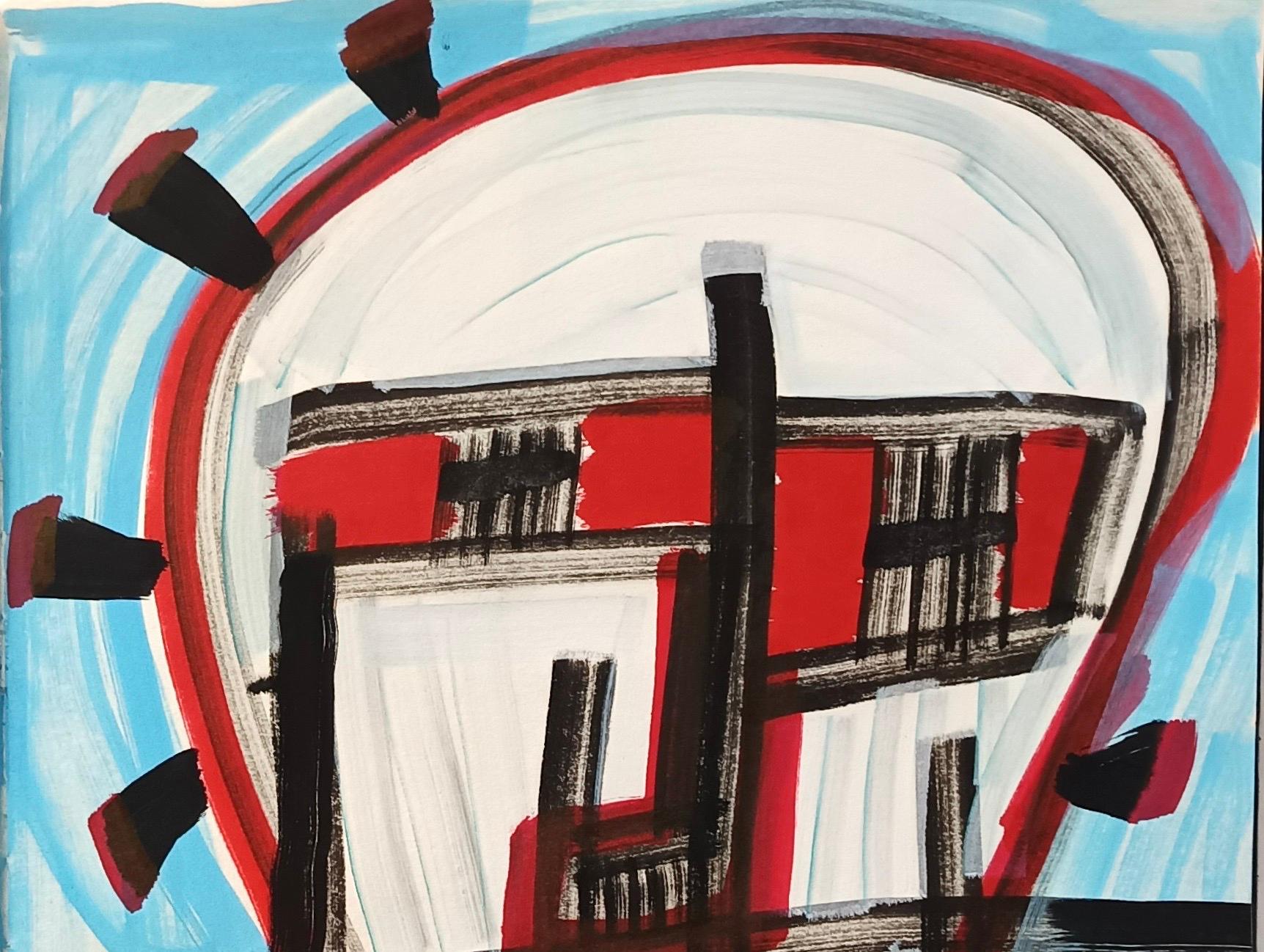 „Maschera“ von Enzio Wenk, 2020-2021-Acryl auf Papier, Abstrakt, Neoexpressionismus im Angebot 2