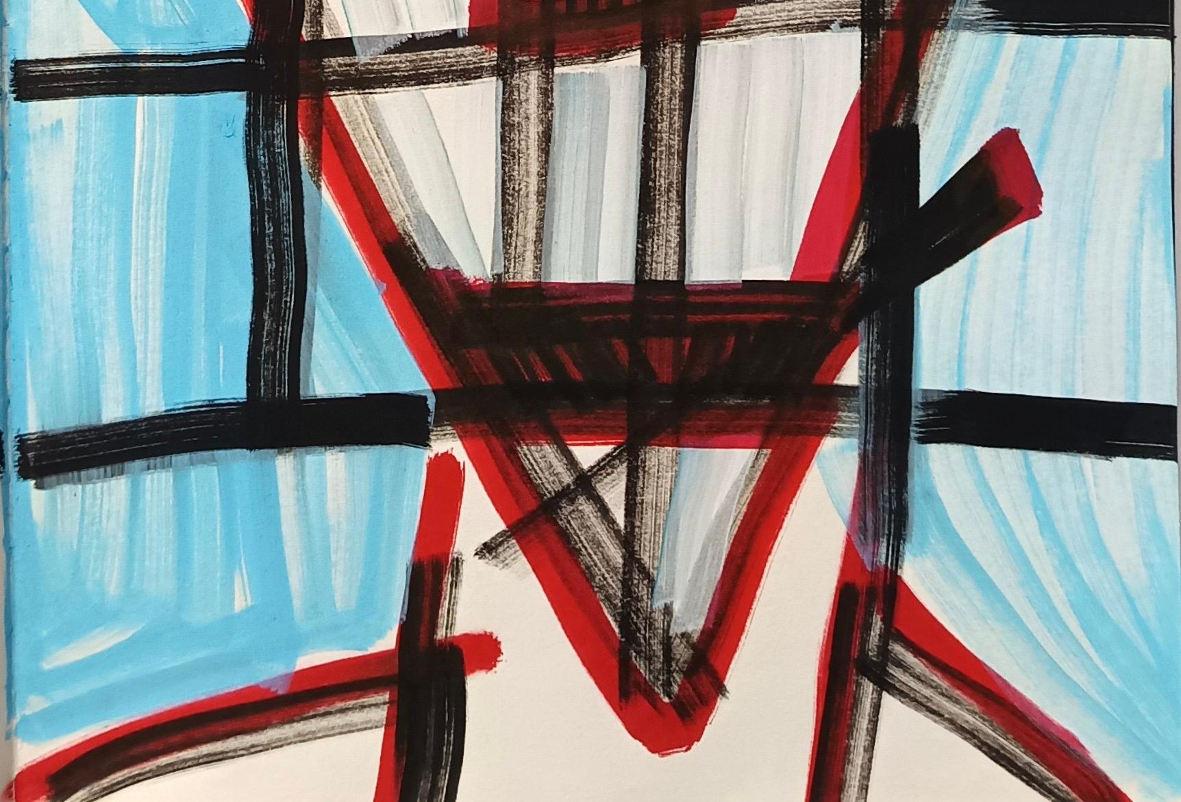 „Maschera“ von Enzio Wenk, 2020-2021-Acryl auf Papier, Abstrakt, Neoexpressionismus im Angebot 3