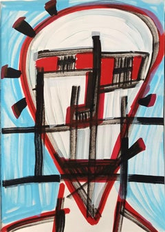 „Maschera“ von Enzio Wenk, 2020-2021-Acryl auf Papier, Abstrakt, Neoexpressionismus