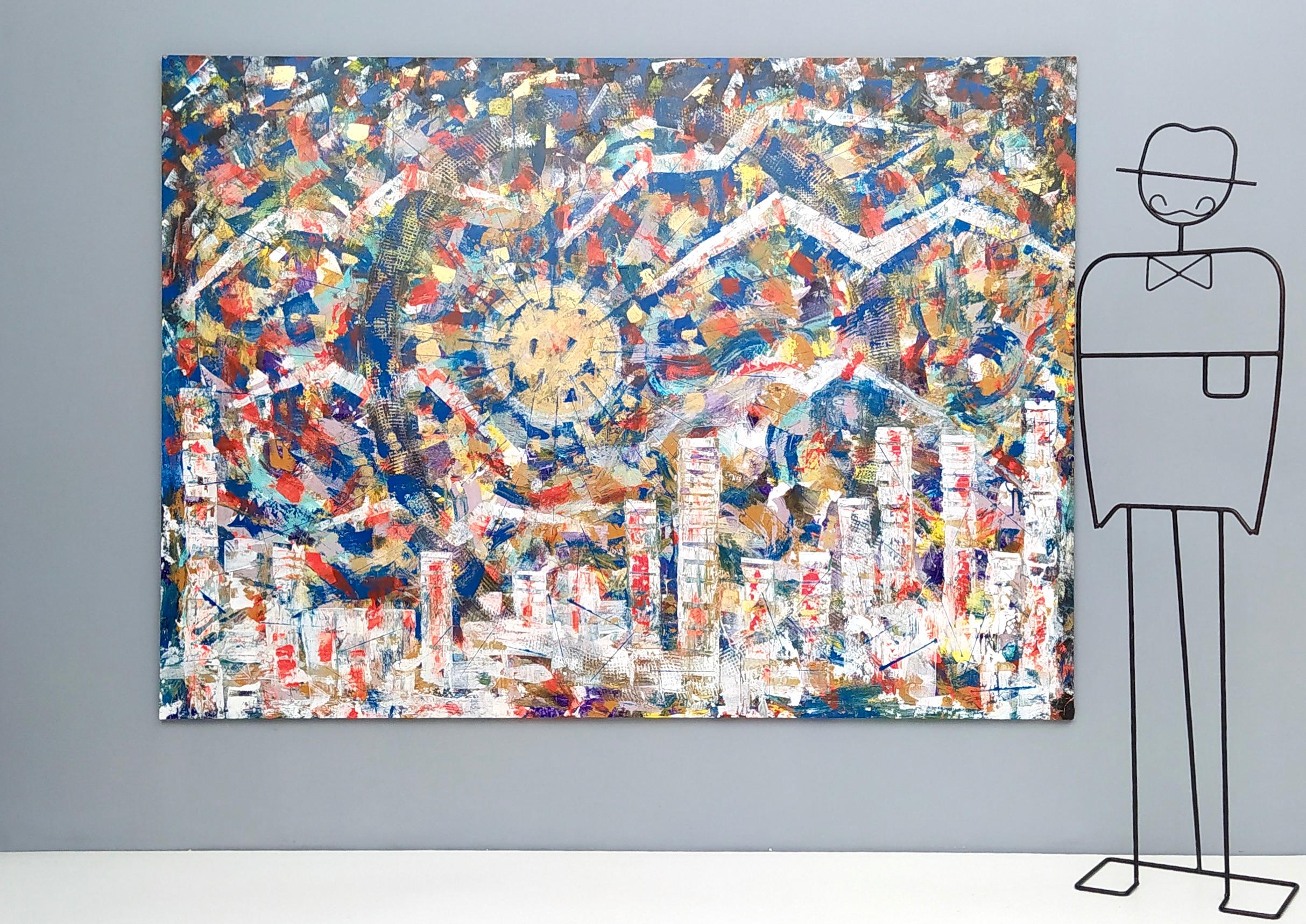 « Paintaggio urbano » d'Enzio Wenk, 2020, acrylique sur toile, néo-expressionnisme  en vente 1