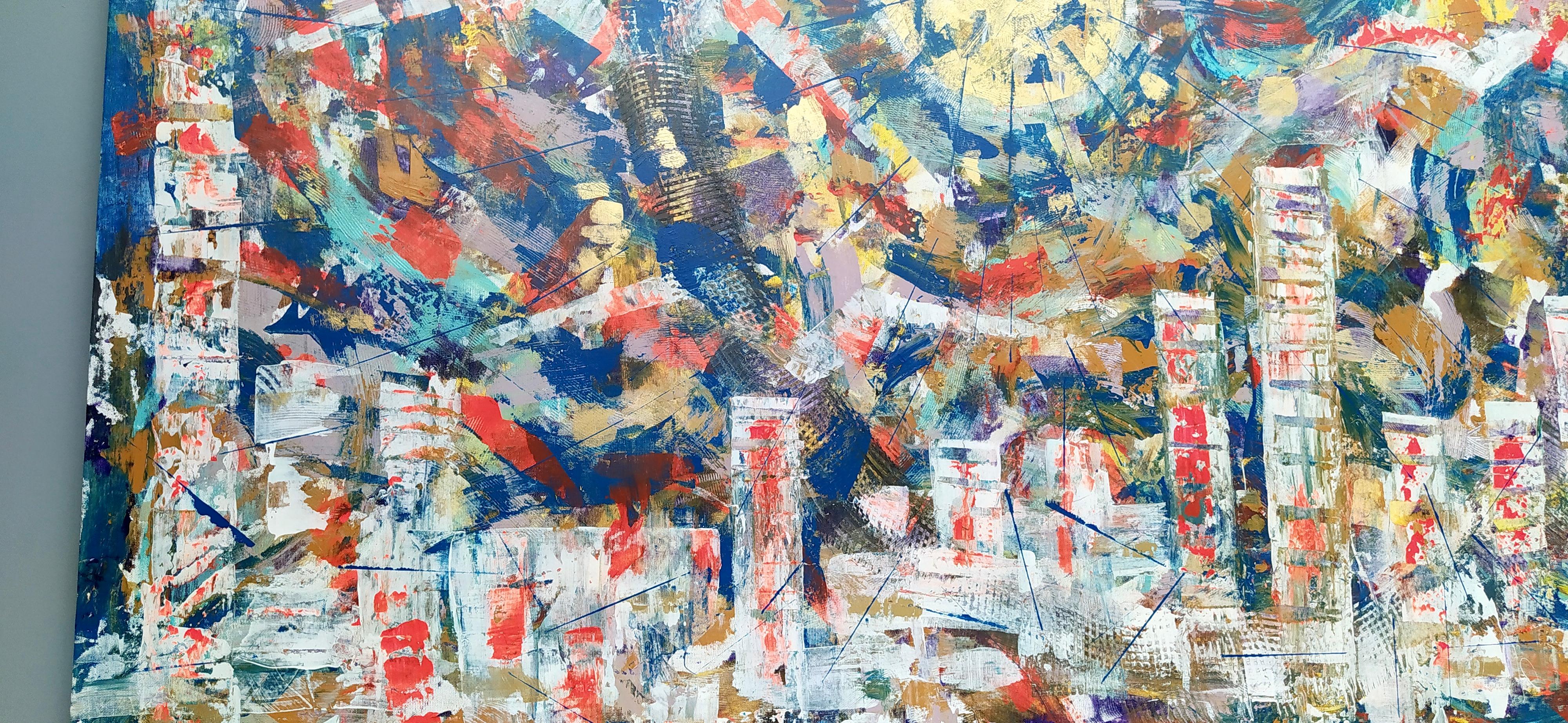 « Paintaggio urbano » d'Enzio Wenk, 2020, acrylique sur toile, néo-expressionnisme  en vente 5