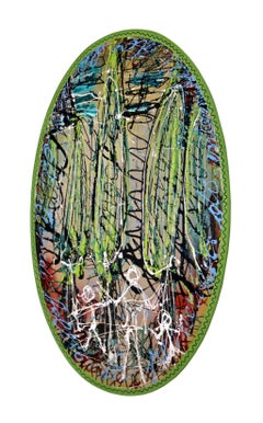 "Passeggiata tra i cipressi" by Enzio Wenk, 2015- Acrylic on Wood, Expressionism