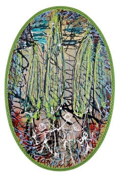 "Passeggiata tra i cipressi" de Enzio Wenk, 2015- Acrílico sobre madera, Expresionismo