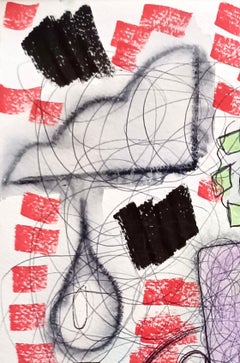 „Rebus“ von Enzio Wenk, 2020-2022 – Acrylfarbe und Bleistift auf Papier, Abstrakt