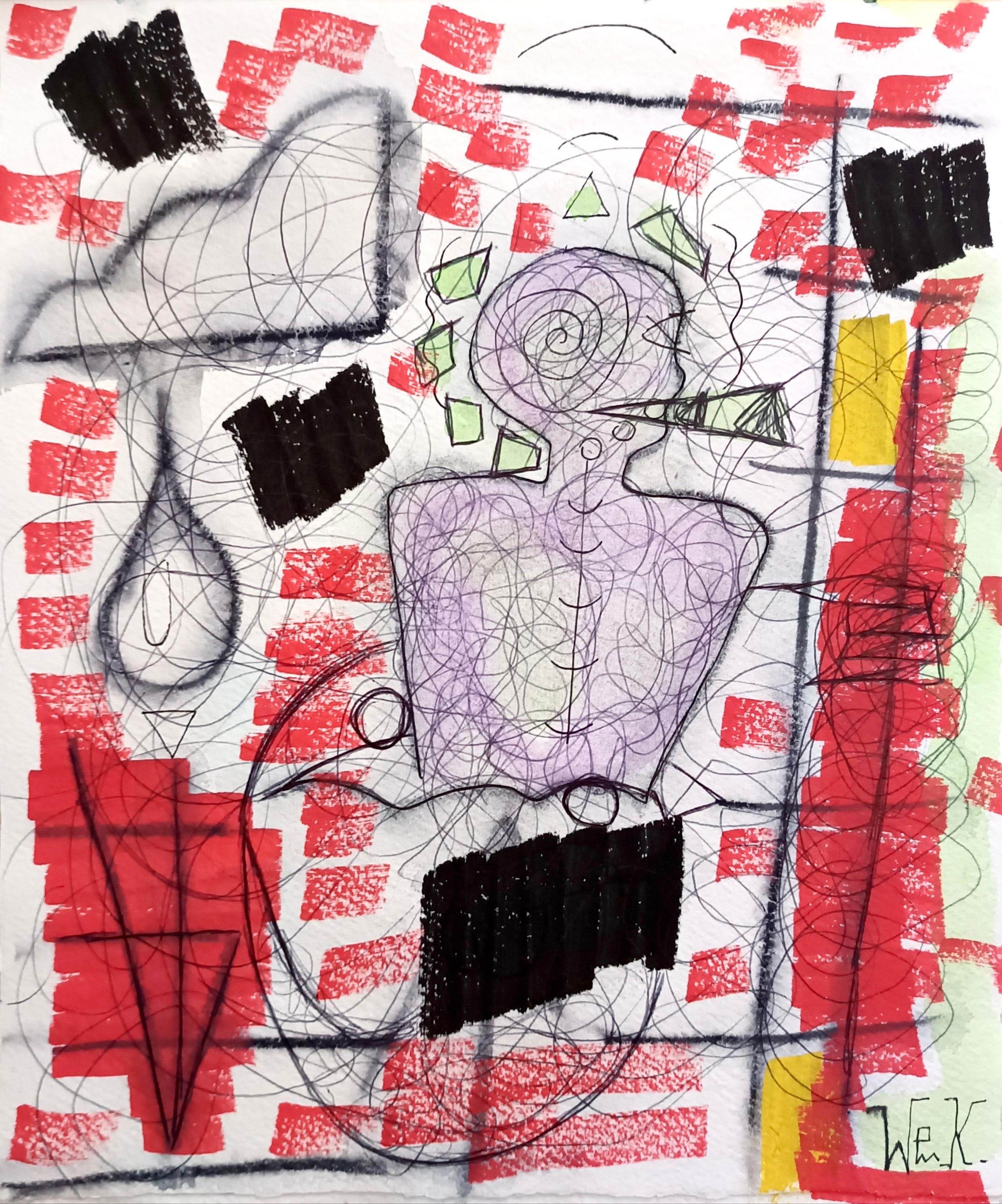 "Rebus" di Enzio Wenk, 2020-2022 - Pittura acrilica e matita su carta, Astratto