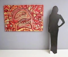 "Teschio Rosso" by Enzio Wenk, 2019 - Acrylic on Canvas, Neo-Expressionism