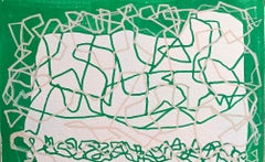 "Tracciati" by E. Wenk, 2020 - Green Acrylic Paint, Abstract Lines, Graffiti