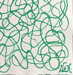 "Tracciati" by E. Wenk, 2020 - Green Acrylic Paint, Abstract Lines, Graffiti