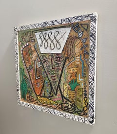 „Tropico“ von Enzio Wenk, 2020 – Acrylfarbe auf Leinwand, Abstrakt, gerahmt