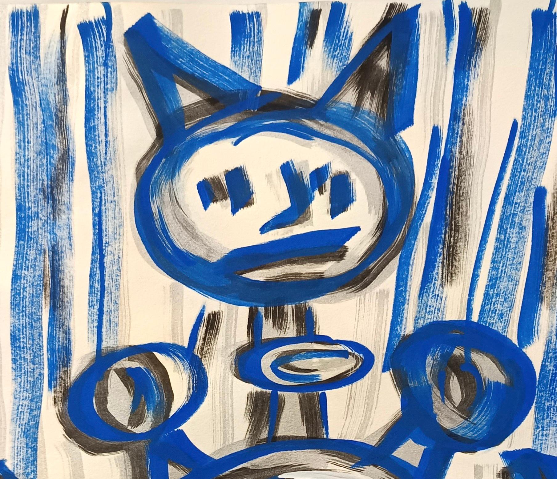 Untitled by E. Wenk, 2020 - 2021 - Black and Blue Acrylic, NeoExpressionism - Painting by Enzio Wenk