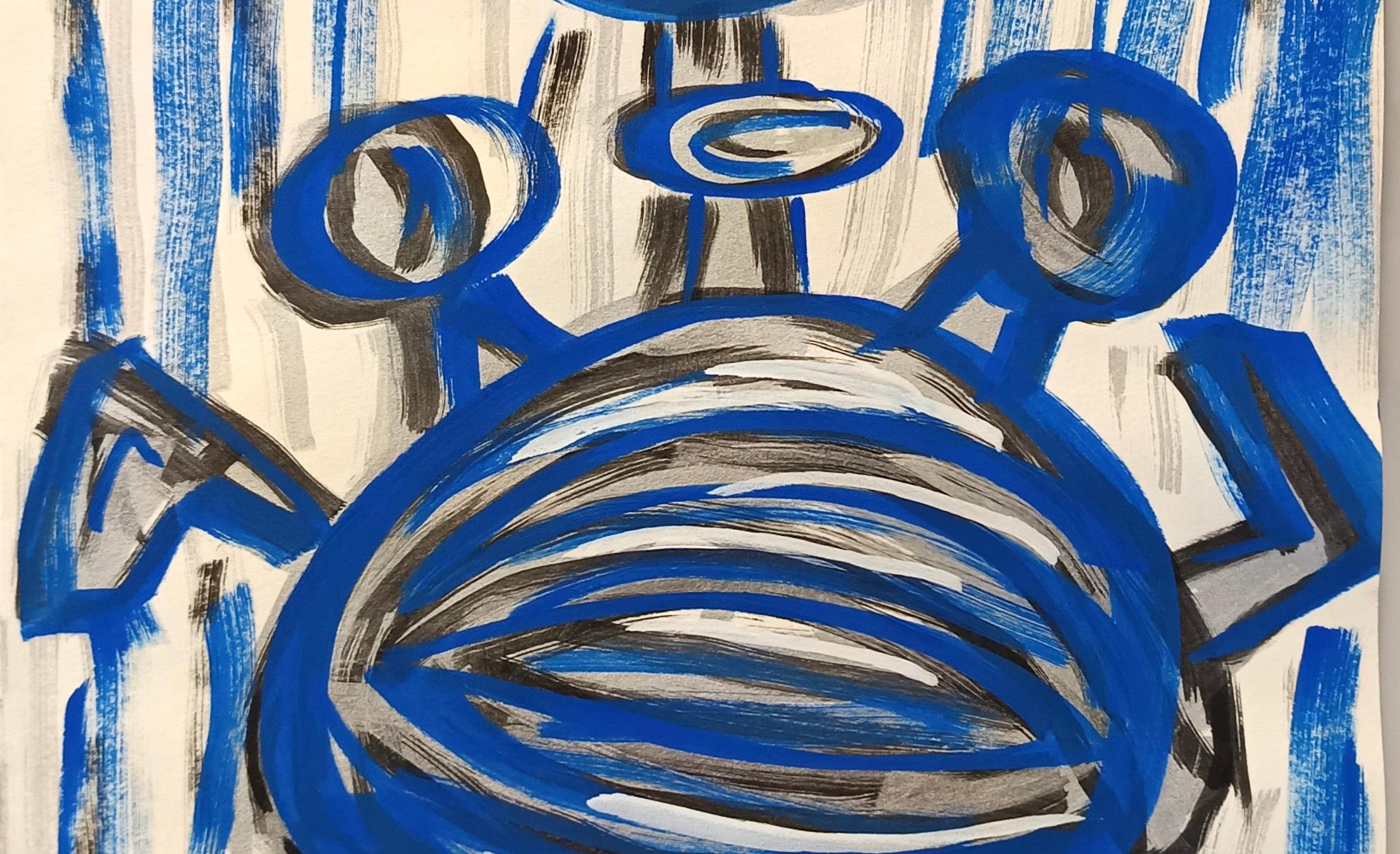 Senza titolo di E. Wenk, 2020 - 2021 - Acrilico nero e blu, neoespressionismo - Painting Neoespressionismo di Enzio Wenk