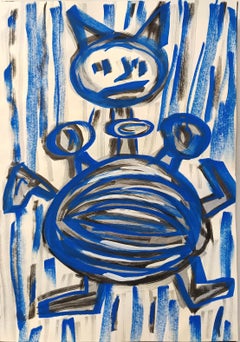 Ohne Titel von E. Wenk, 2020 - 2021 – Schwarzes und blaues Acryl, Neoexpressionismus
