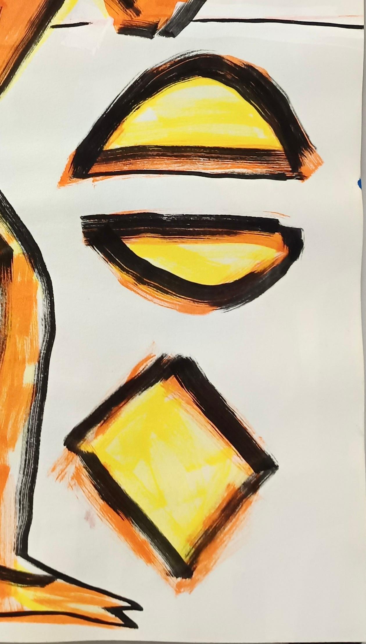 Untitled by E. Wenk, 2020 - 2021 - Orange and Yellow Acrylic, NeoExpressionism - Neo-Expressionist Painting by Enzio Wenk