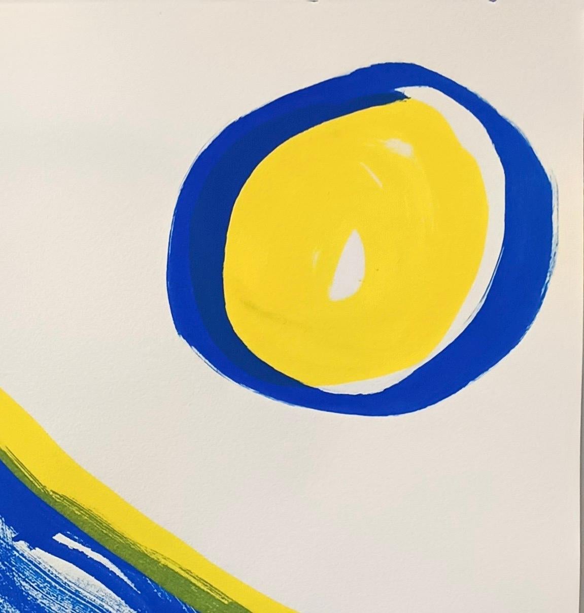 Senza titolo di E. Wenk, 2020-21 - Acrilico blu e giallo su carta, neoespressionismo - Animal Painting Beige di Enzio Wenk