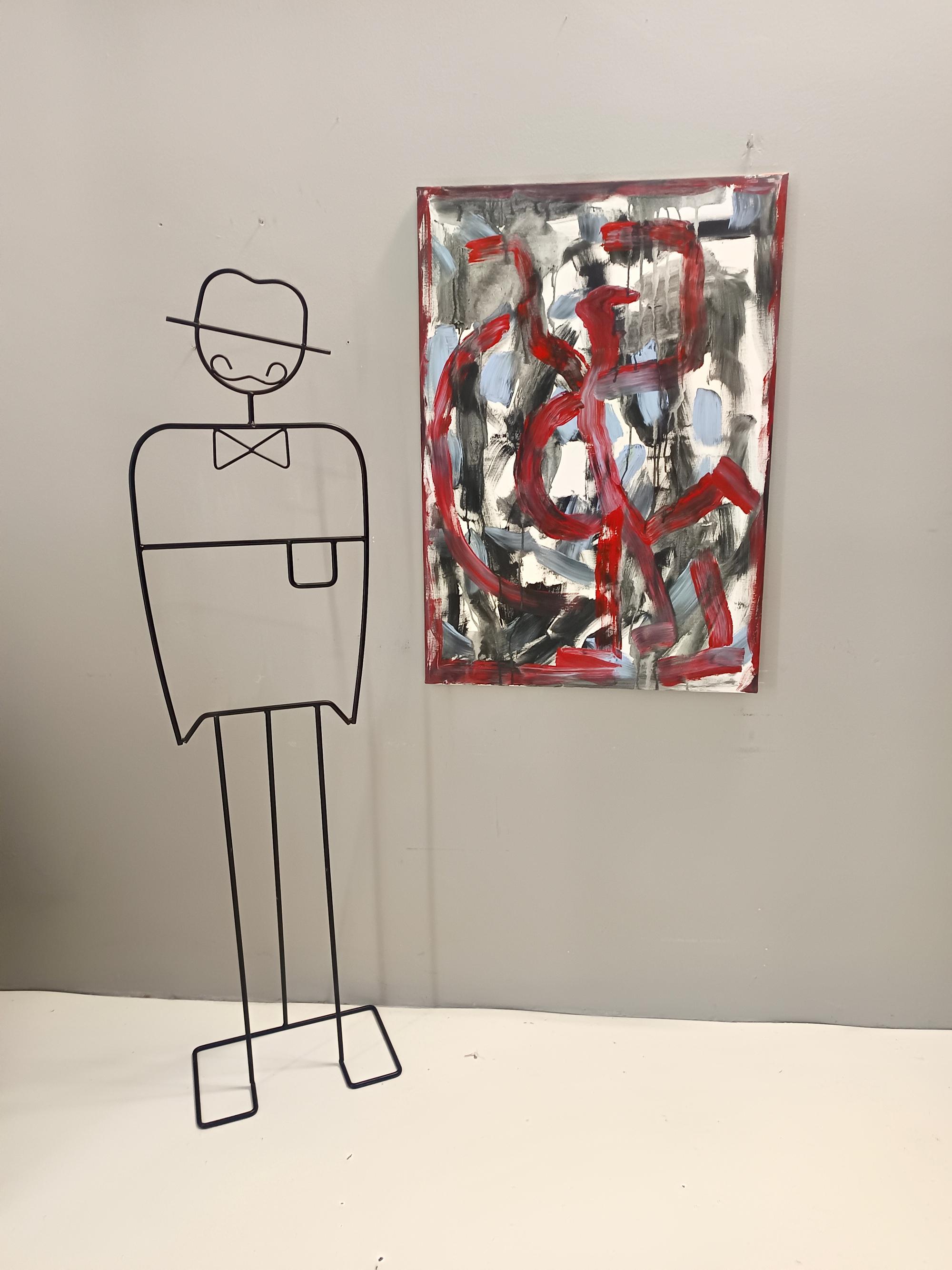 Sin título de E. Wenk, 2024 - Acrílico negro, rojo y azulado, Neoexpresionismo - Painting de Enzio Wenk