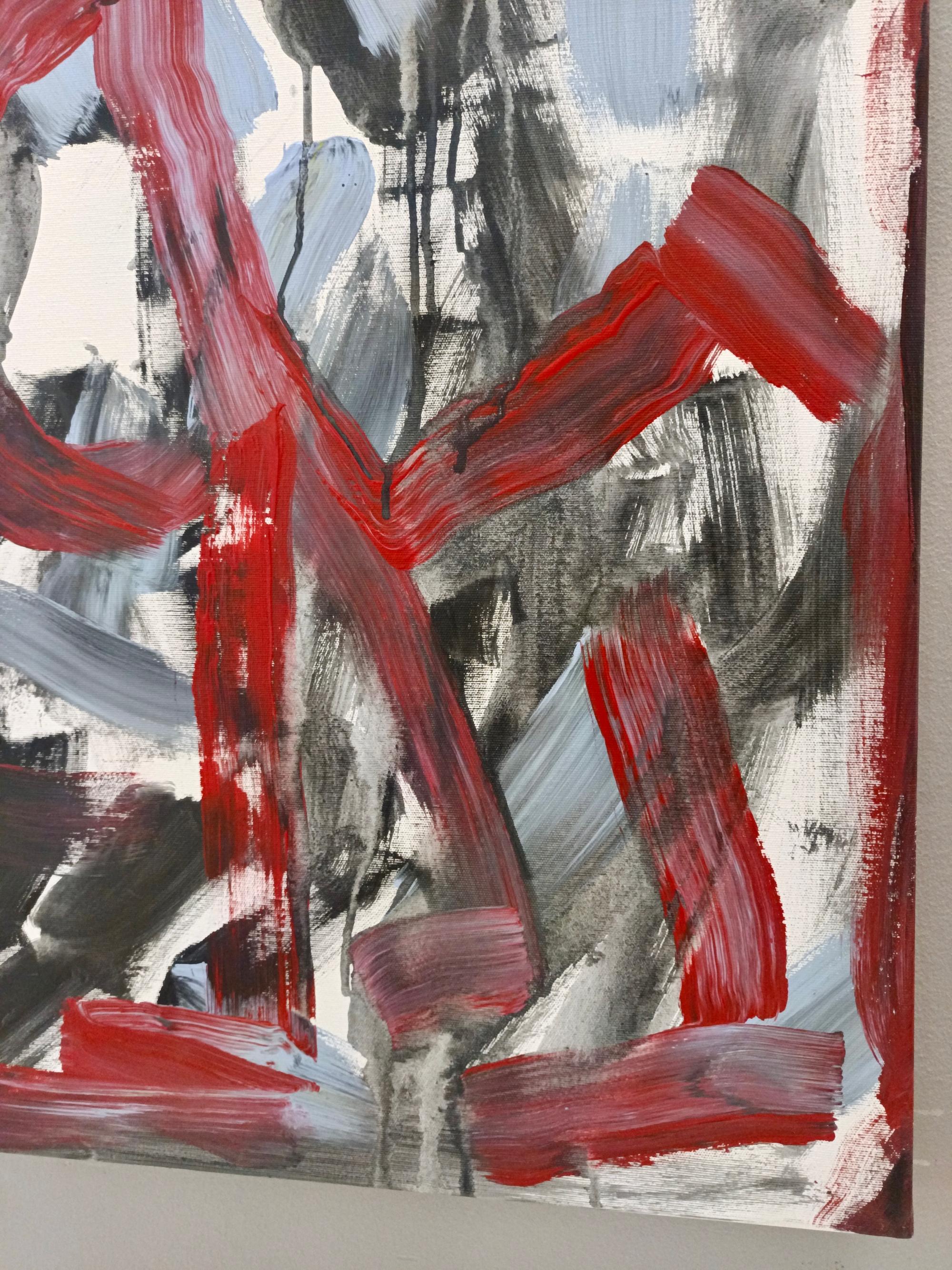 Sin título de E. Wenk, 2024 - Acrílico negro, rojo y azulado, Neoexpresionismo en venta 3