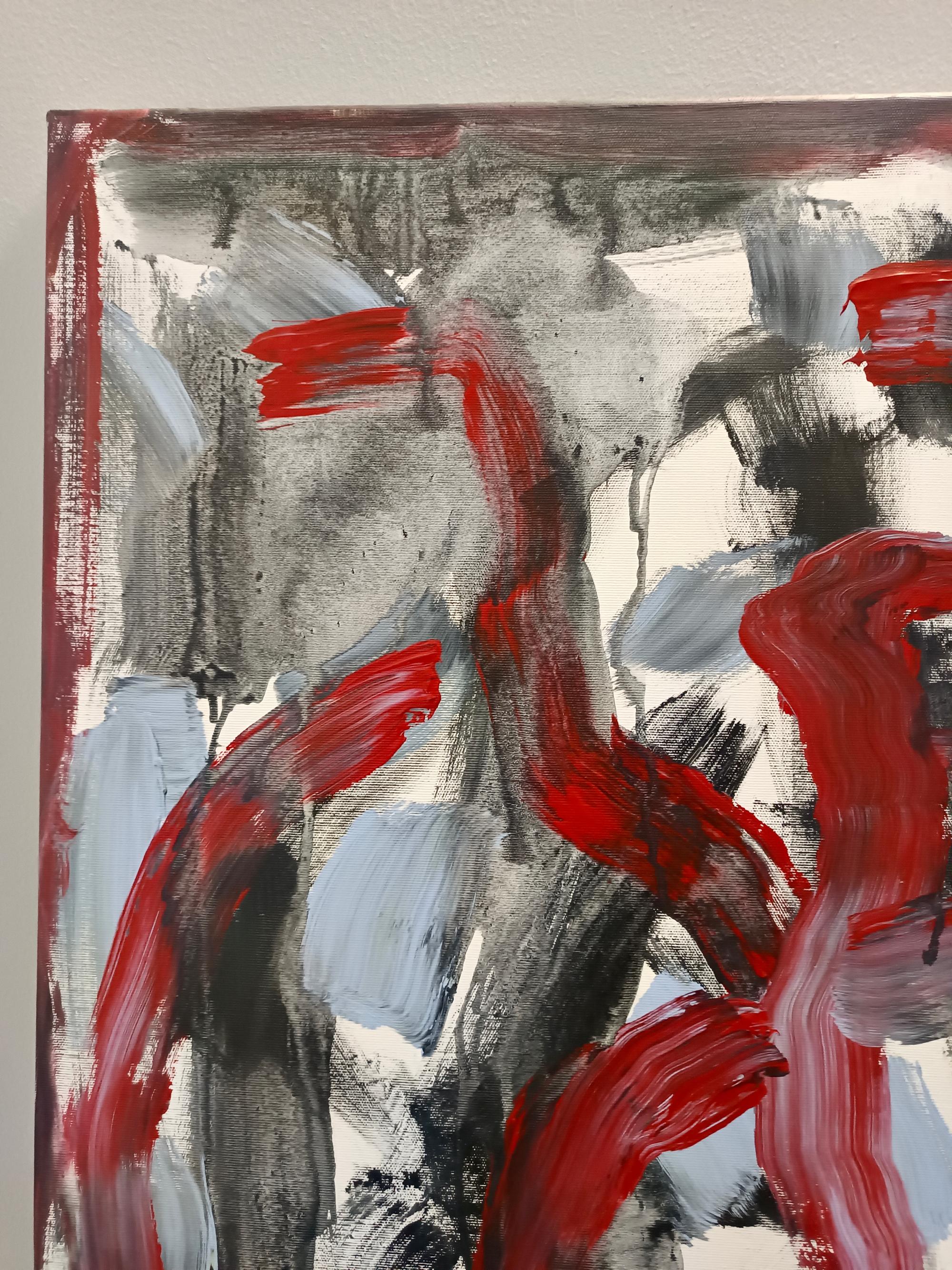 Sin título de E. Wenk, 2024 - Acrílico negro, rojo y azulado, Neoexpresionismo en venta 4