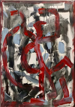 Untitled by E. Wenk, 2024 - Black, Red and Azureish Acrylic, NeoExpressionism