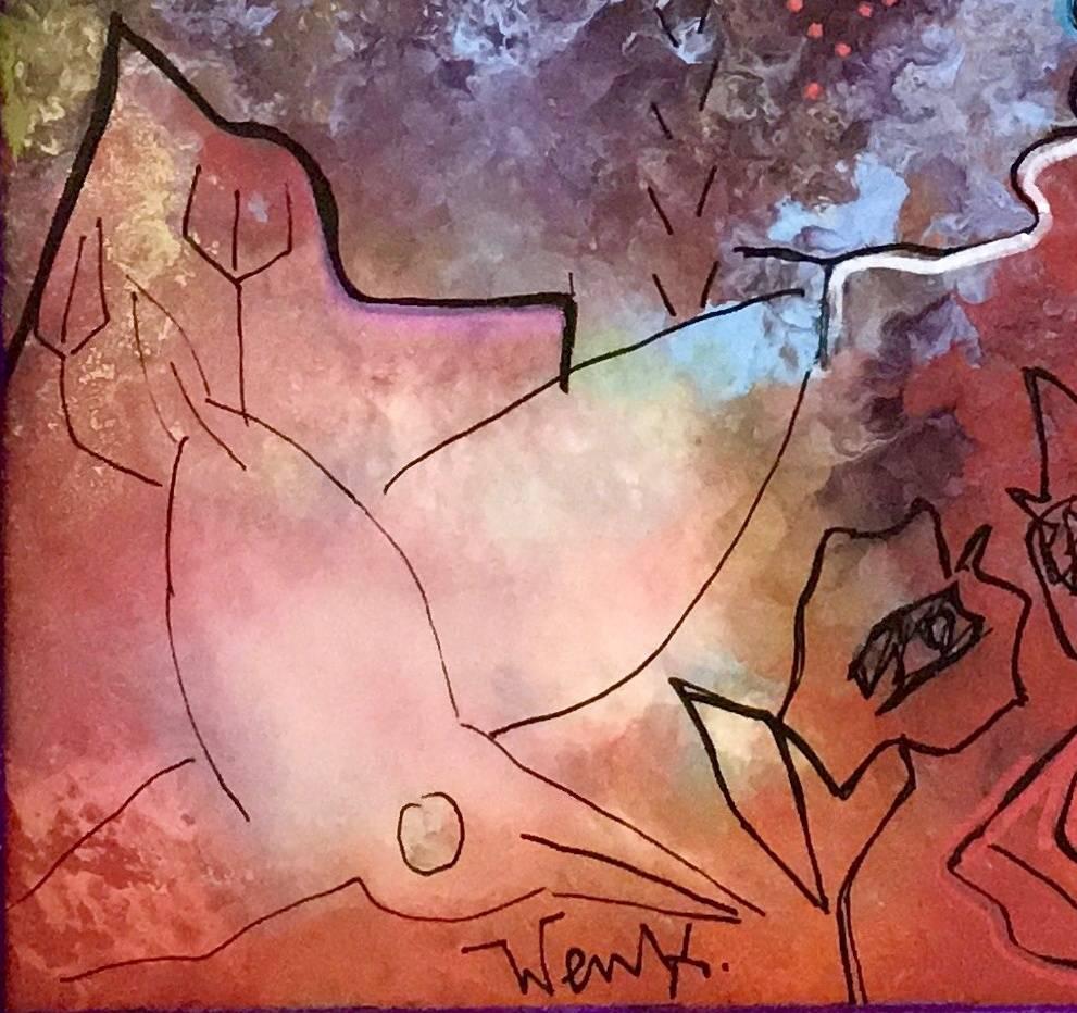 Senza titolo di Enzio Wenk, 2017 - Pittura acrilica su masonite, Espressionismo astratto in vendita 3