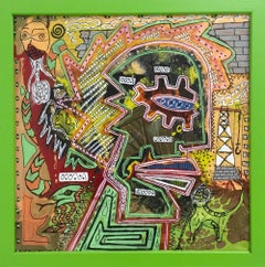 Sans titre d'Enzio Wenk, 2017 - Peinture acrylique sur massonite, expressionnisme abstrait