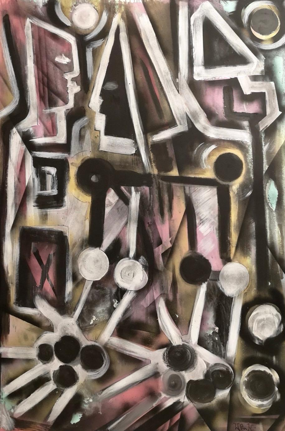 Untitled by Enzio Wenk, 2019 - Acrylic and Oil Paint on Canvas, Expressionism