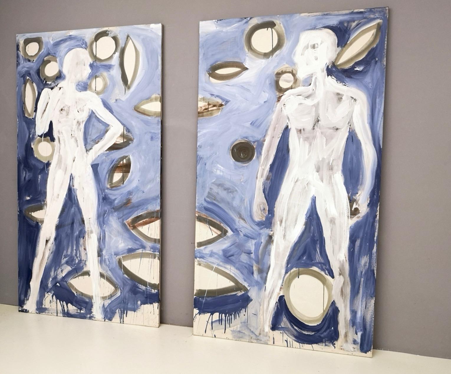 Untitled by Enzio Wenk, 2019 - Acrylic on Canvas, Diptych, Neo-Expressionism For Sale 3
