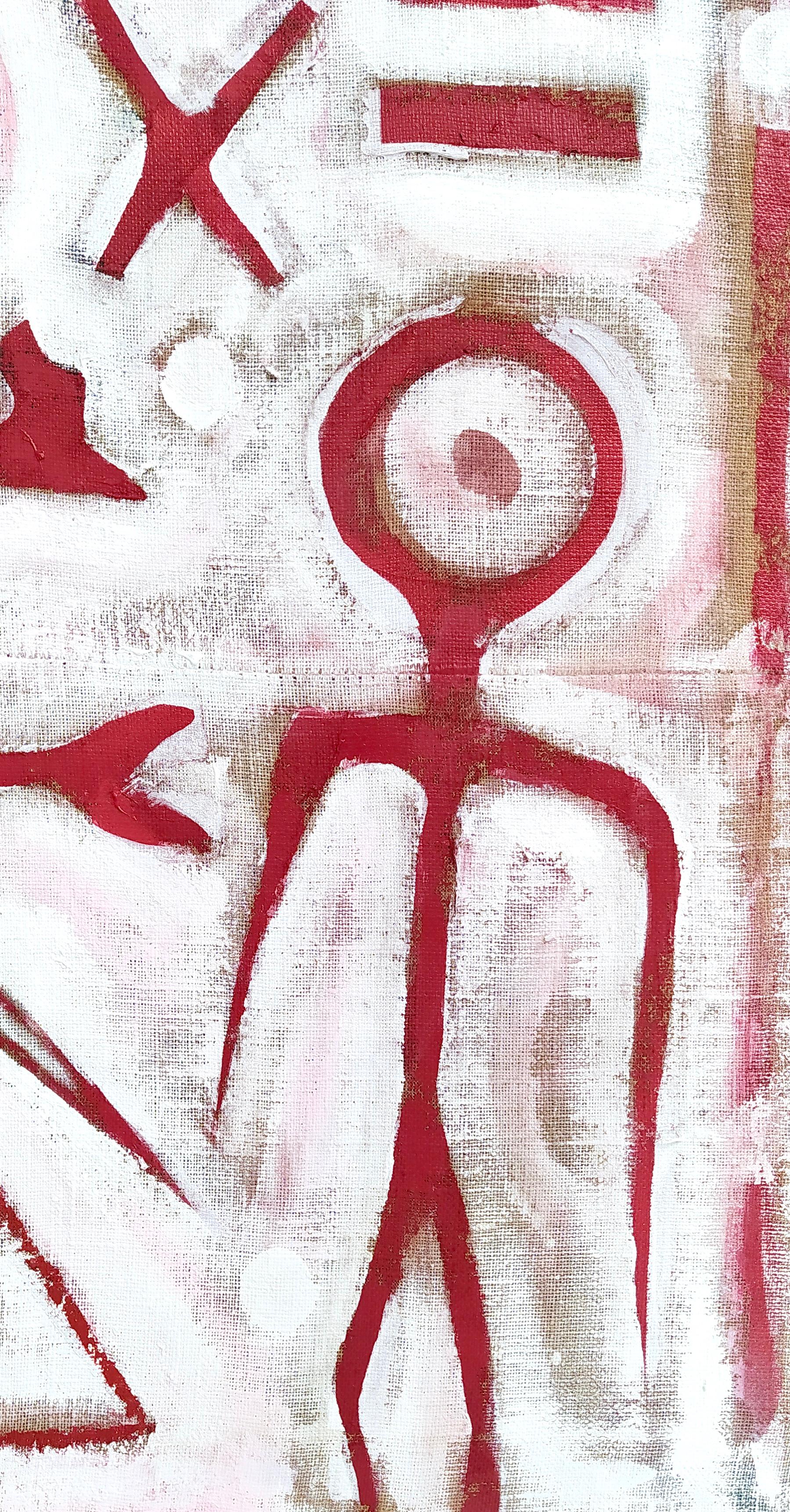 Ohne Titel von Enzio Wenk, 2020  Rote Figuren, Acryl auf Leinwand, Neoexpressionismus im Angebot 6
