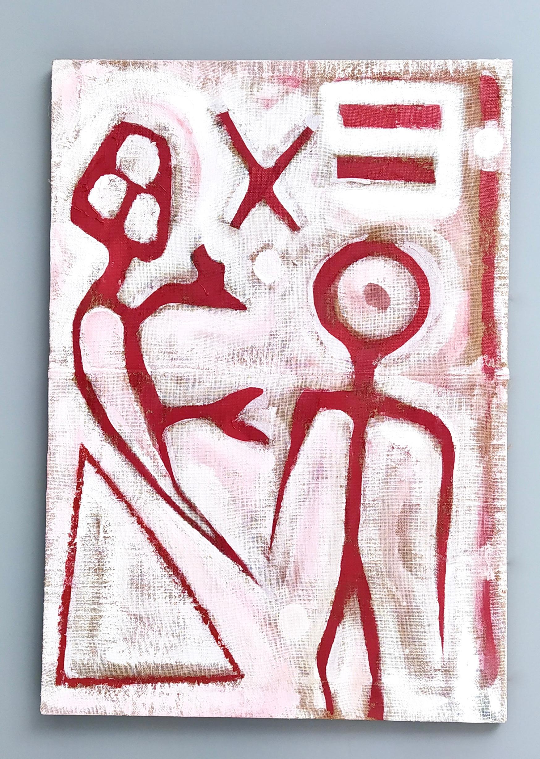 Ohne Titel von Enzio Wenk, 2020  Rote Figuren, Acryl auf Leinwand, Neoexpressionismus