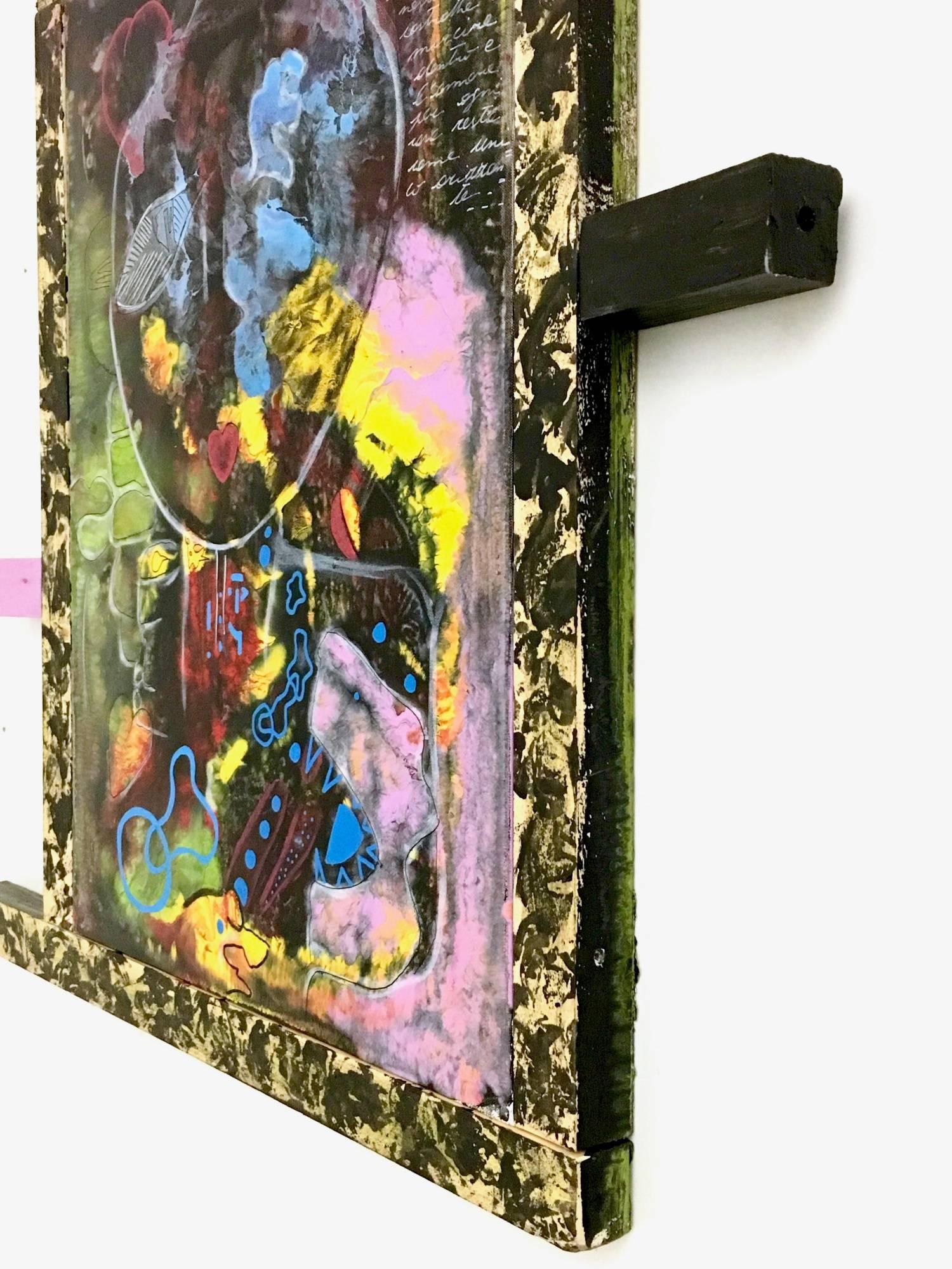 Untitled von Enzio Wenk, 2018 – Neoexpressionistisches figuratives Gemälde mit unregelmäßigem Rahmen im Angebot 4