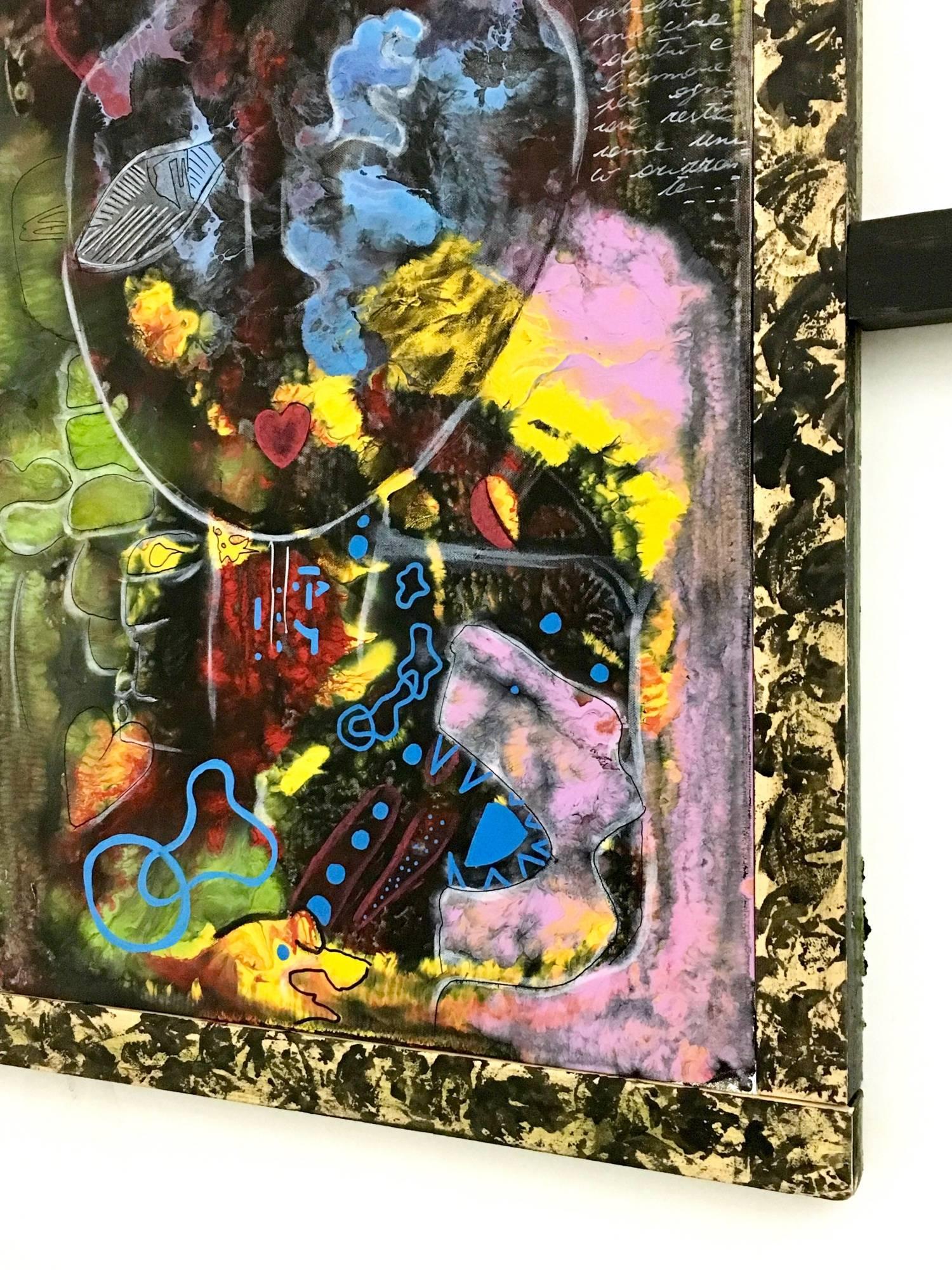 Senza titolo di Enzio Wenk, 2018 - Figurativo neo-espressionista con cornice irregolare in vendita 5