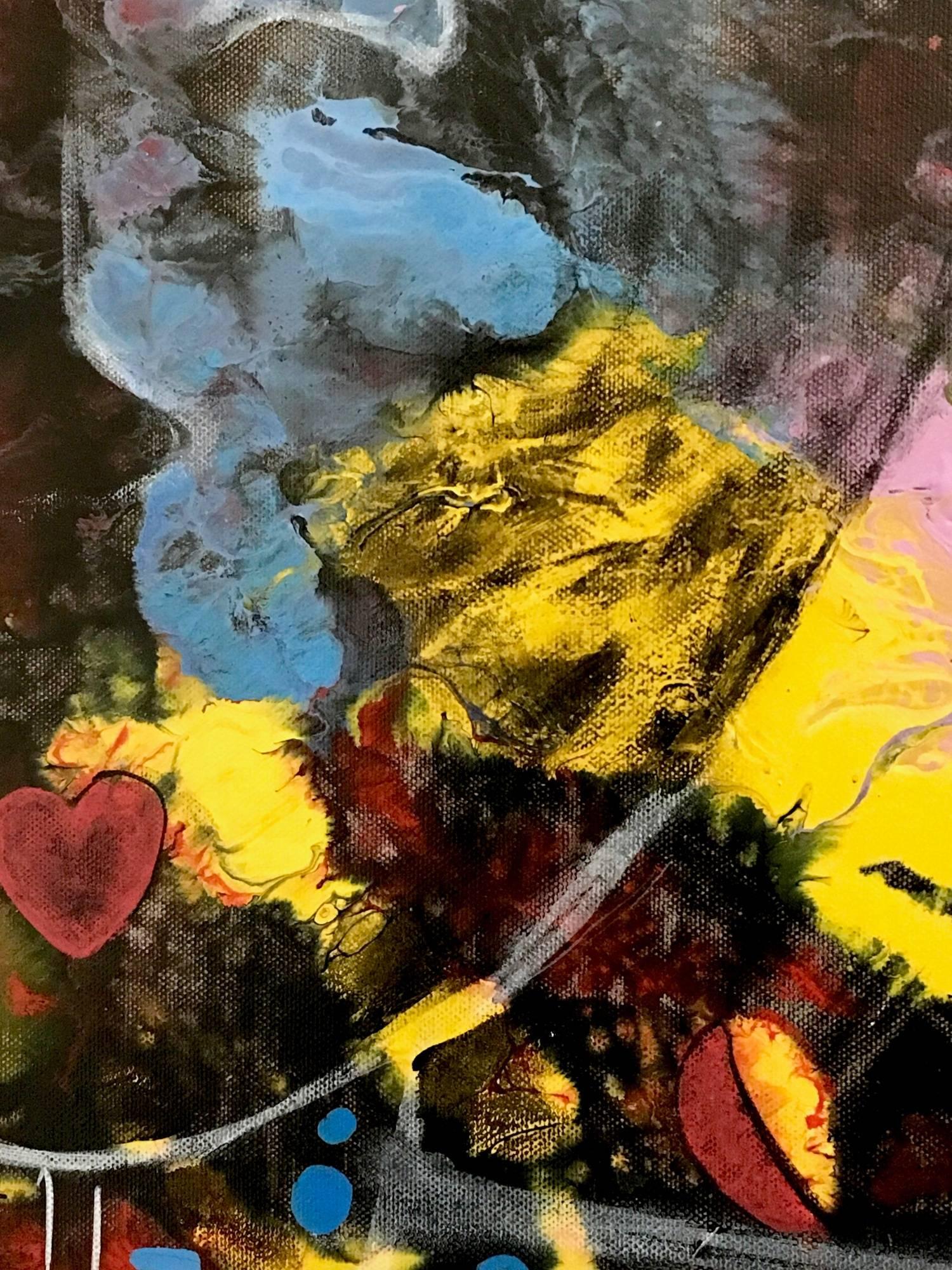 Untitled von Enzio Wenk, 2018 – Neoexpressionistisches figuratives Gemälde mit unregelmäßigem Rahmen im Angebot 7