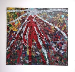 "Verso il cielo" by Enzio Wenk, 2019 -Enamel on Canvas, Neo-Expressionism