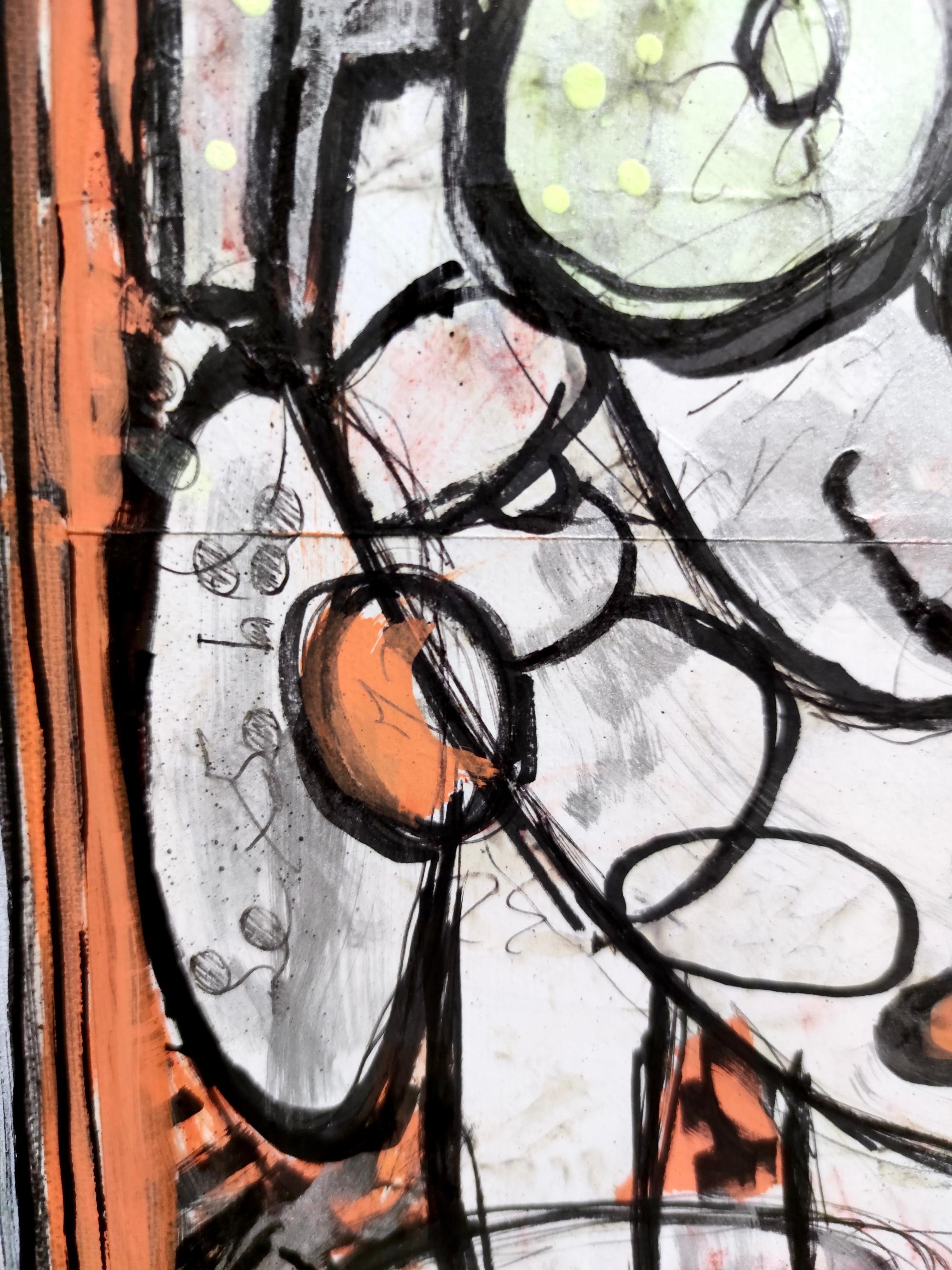 „Volto“ von Enzio Wenk, 2022 – Gemälde in Mischtechnik auf Leinwand, Figuratives Neoexpressionismus im Angebot 9
