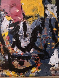 „Volto con Figure“ von Enzio Wenk, 2019 – Acryl auf Holz, figurativ-abstrakte Figur