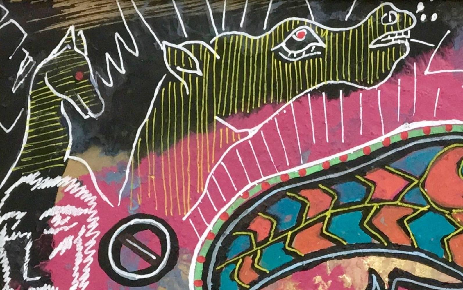 Senza titolo di Enzio Wenk, 2017 - Pittura acrilica su masonite, Espressionismo astratto in vendita 1
