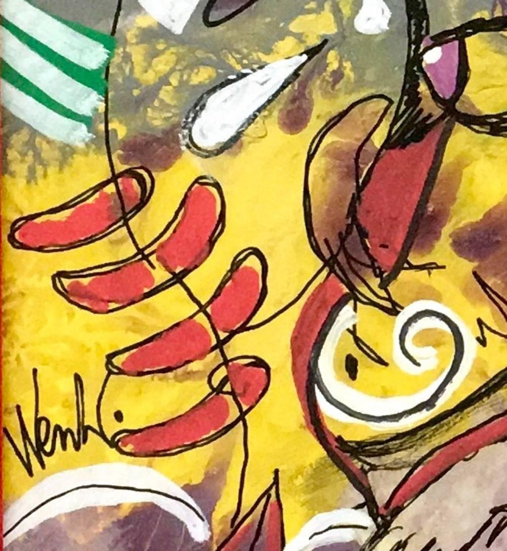Senza titolo di Enzio Wenk, 2017 - Pittura acrilica su masonite, neo-espressionismo in vendita 4