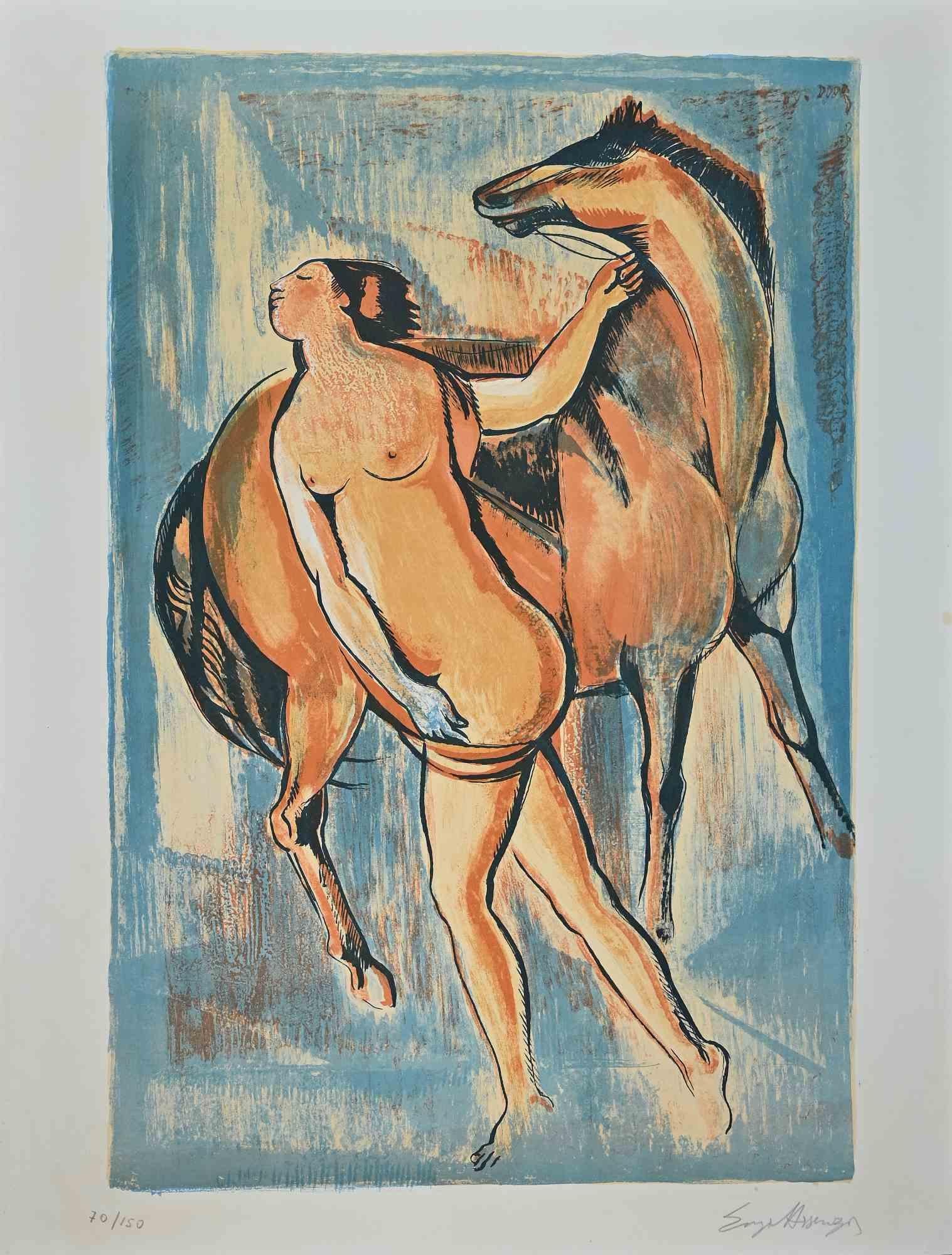 Frau mit Pferd ist ein Originalkunstwerk, das von  Enzo Assenza.

Originaldruck in Ätztechnik.

Vom Künstler in der rechten unteren Ecke mit Bleistift handsigniert.

Nummerierte Auflage von 150 Drucken.

Sehr guter Zustand. 