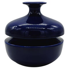 Enzo Bioli for Il Picchio Blue Ceramic Vase, Italy, 1970s