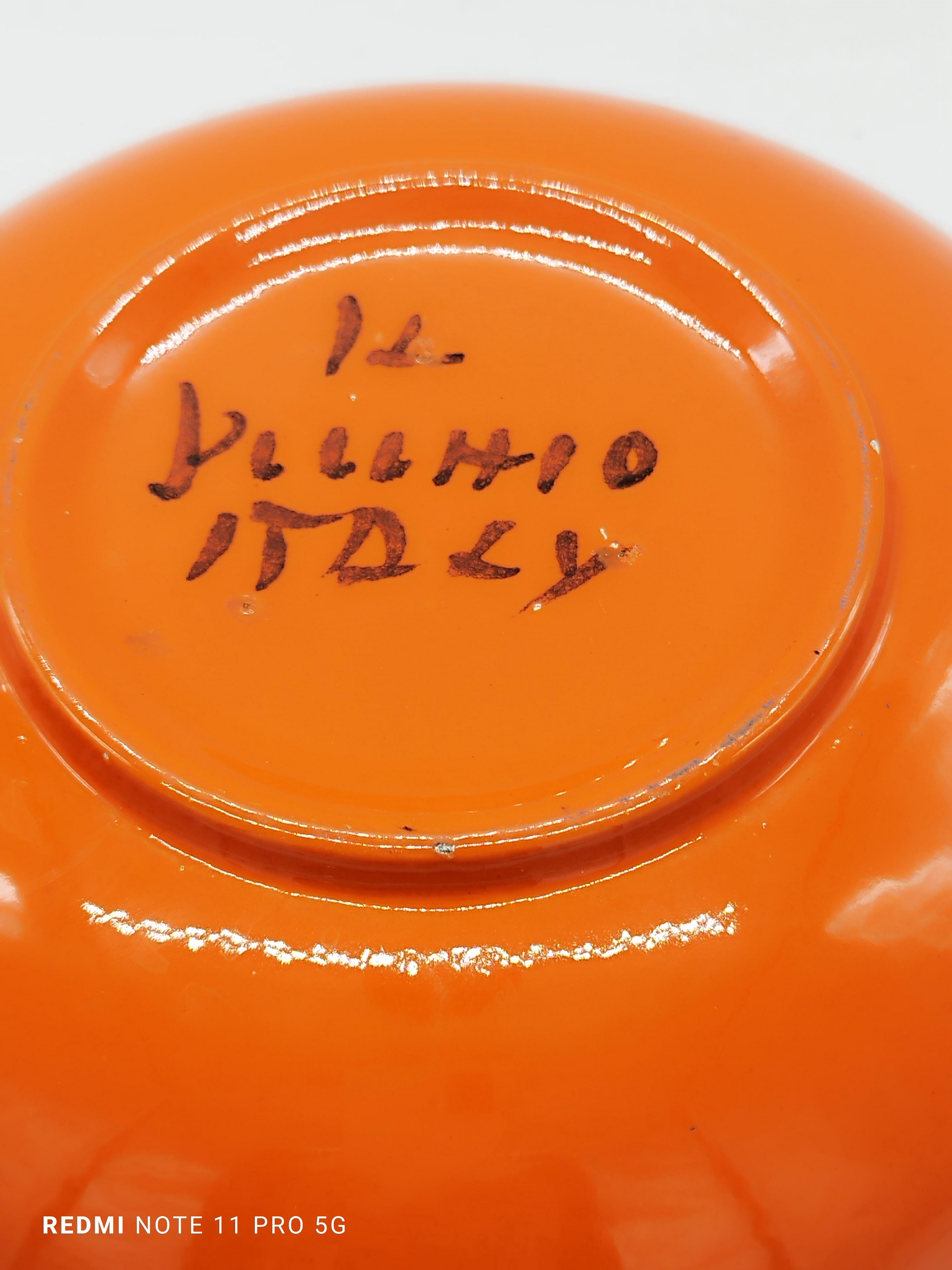Enzo Bioli for Il Picchio Orange Ceramic Biscuit Jar, Italy 1970 In Good Condition In Naples, IT