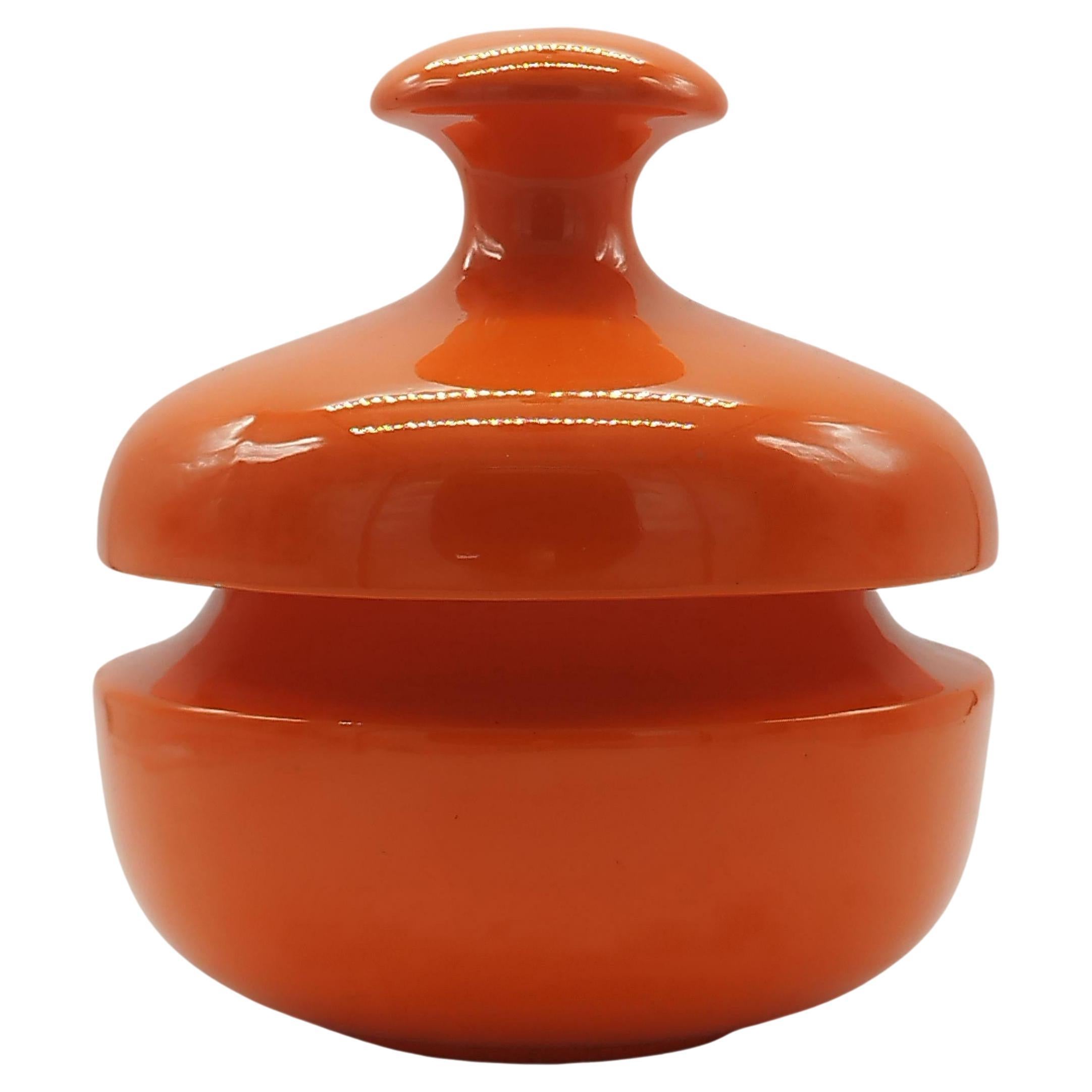Enzo Bioli for Il Picchio Orange Ceramic Biscuit Jar, Italy 1970