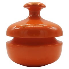 Vintage Enzo Bioli for Il Picchio Orange Ceramic Biscuit Jar, Italy 1970