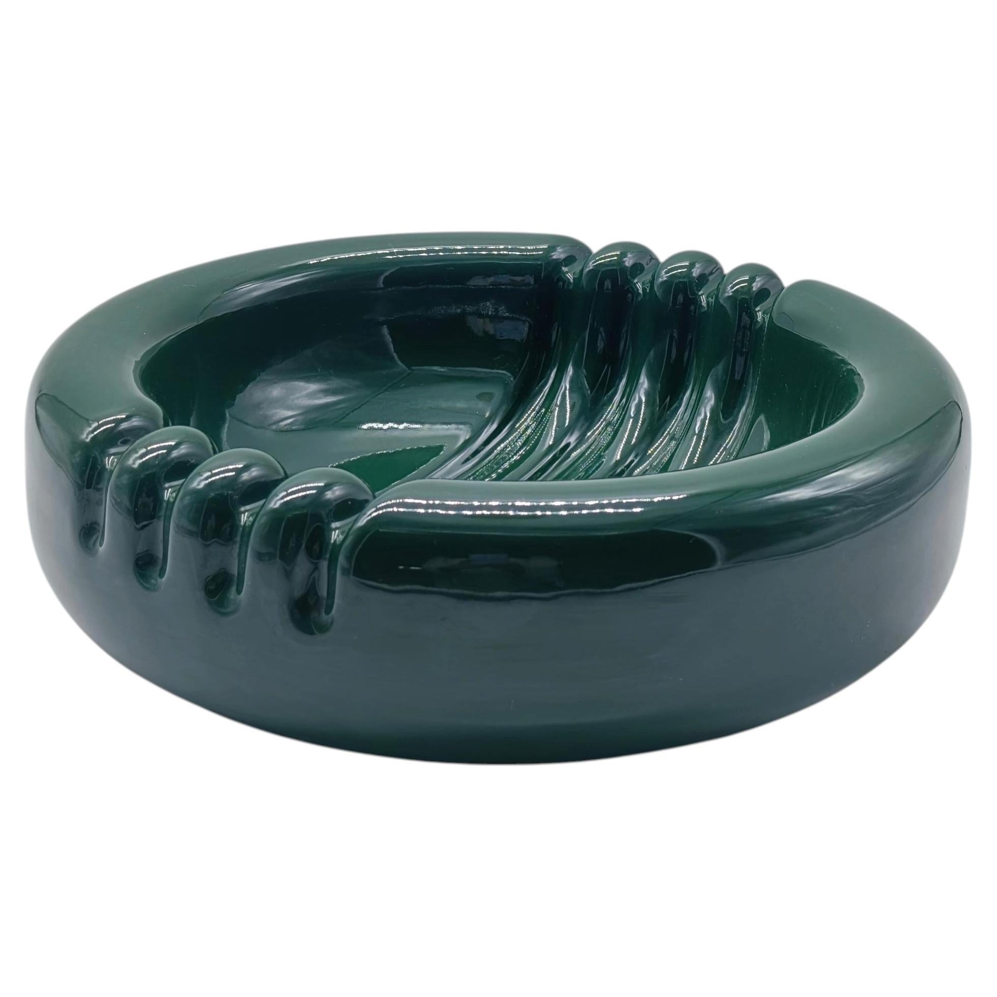 Enzo Bioli per Il Picchio Centrotavola in Ceramica Verde, Italia 1960s