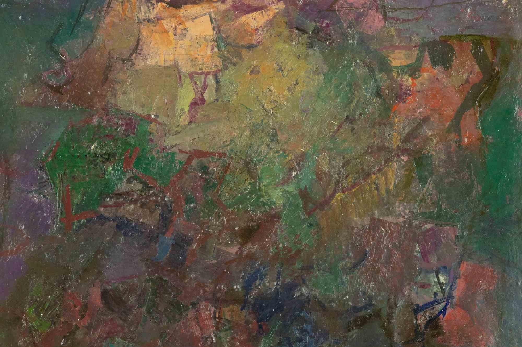 Abstract Landscape - Oil Painting by Enzo Brunori - 1960s im Angebot 1