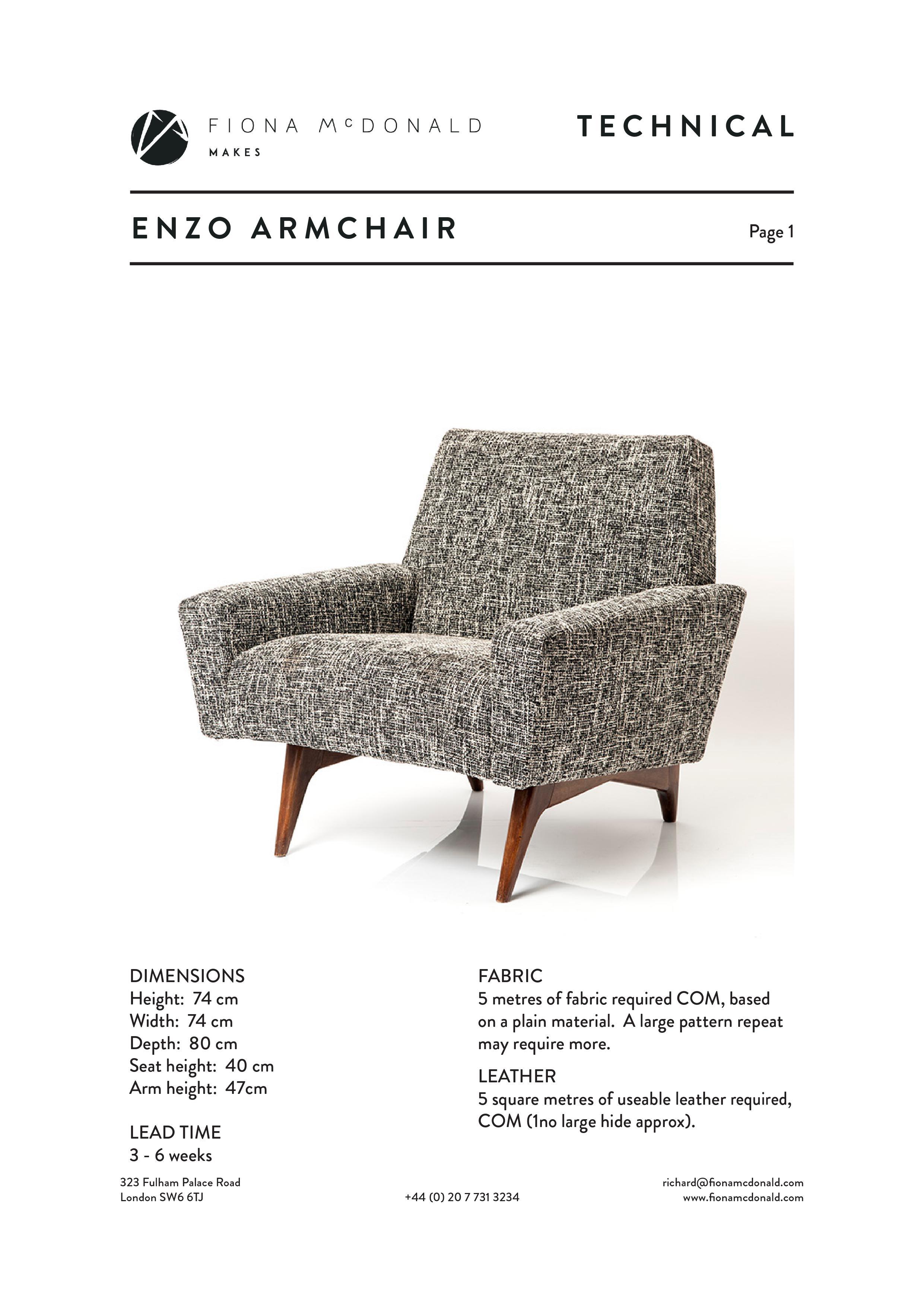 Contemporary Enzo Chair - Bespoke - Made with your Fabric For Sale